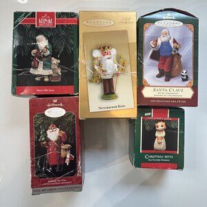 Hallmark Keepsake Christmas Ornaments Lot of 5 Holiday Santa Cats Nutcracker
